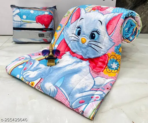 Beige cow print reversible comforter, premium glace cotton, kids 90x60 inches