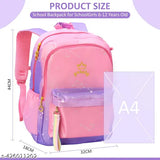 Durable purple gradient nylon school backpack for girls, free size (17x12in), perfect for ages 6-12