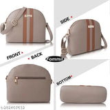 Black PU sling bag for women, featuring 1 main compartment and adjustable strap. Perfect for work or casual outings. Made by Fommil, an Indian fashion label offering modern and affordable bags