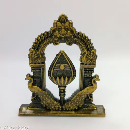 Indian Murugan Vel dashboard with peacock motif, handcrafted automotive accessory