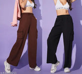 Cotton blend OLW Woman cargo pants, self-design net pattern, premium quality fabric for long-lasting wear