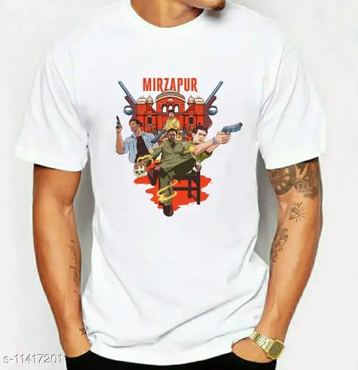 Men's cotton Mirzapur printed short sleeve T-shirt, vibrant Indian design