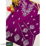 Rayon embroidered chikankari kurti and palazzo set, three-quarter sleeves, India origin