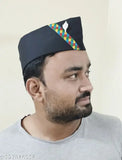 Black and maroon traditional cotton Pahadi Brahmakamal cap from Uttrakhand, India