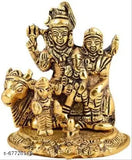 Brass Shiva Parvati and Ganesha Murti family idol, intricately handcrafted for home decorative showpiece, 9 cm x 10 cm x 9 cm, from Indian artisans