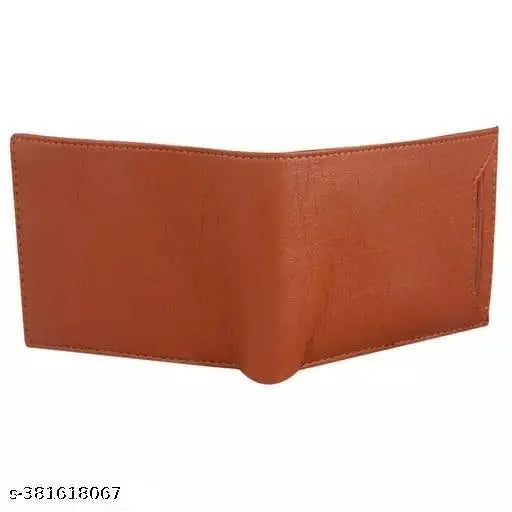 Faux leather brown men's wallet, two-fold design with 2 compartments, perfect for daily use and ideal gift for men