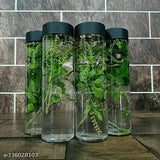 Classic glass water bottles, pack of 4 for refrigerator storage