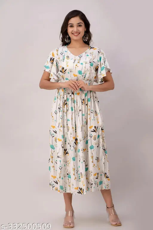 Rayon printed net kurti, short sleeves by Shree Krishana Fashion Riyon. S-XXXL sizes available for women's fashion