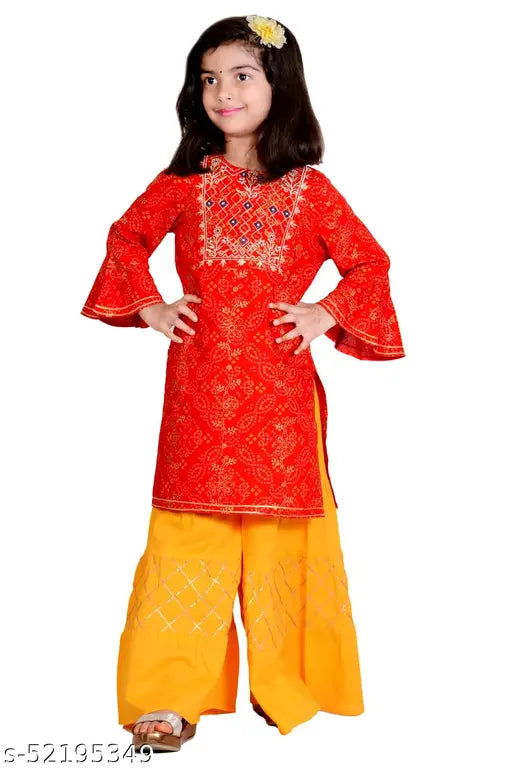 Rayon printed net, three-quarter sleeve kurti for kids, 3-4 years old, Indian fashion