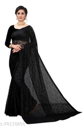 Black net saree Bollywood-style with blouse, self-design pattern, single piece, 6.30 meters including 0.80 meters blouse, free size, origin India