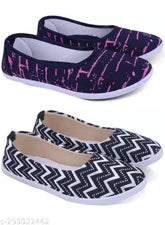 Synthetic bellies, comfortable & fashionable, J N GLOBE latest collection for women & girls PACK OF 2 - printed ballerinas