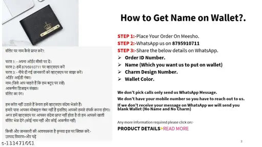 Customized canvas & leather men's wallet, engraved with name and charm design, free size (7cm x 7cm)