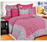 Premium queen size, 100% cotton printed bed sheet with 2 pillow covers, India origin