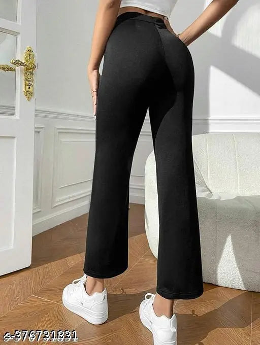 Cotton blend casual-formal trousers for women, solid net pattern, various sizes available (24-32 waist, 36-37 length, 24-30 hip)