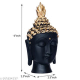 ArtofDot black resin Buddha head figurine, 2.5" x 6" x 2.5", Indian-made art statue