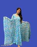 Georgette printed net dress with long sleeves, women's size M-XXXL from Nagnesh in India
