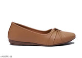 Attractive tan synthetic bellies ballerinas, closed back, trendy women's comfortable belly suits for any outfit