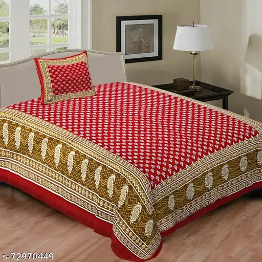 Jaipuri cotton single bed sheets set, three bedsheets & three pillow covers, fine quality, summer ideal, India origin