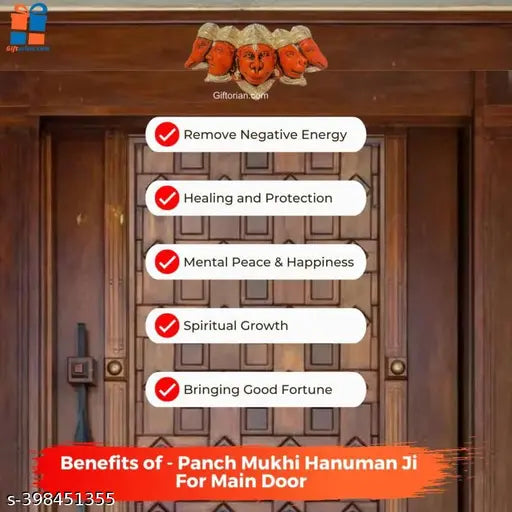 Panchmukhi resin Hanuman idol, symbolizing strength & protection, perfect for door entrance or wall hanging (10cm x 10cm x 10cm). Ideal gift for worshippers or special occasions