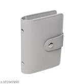Grey PU Leather PVC Business Card Holder - 24 Card Slots, easily identifiable with transparent PVC slots