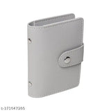 Grey PU Leather PVC Business Card Holder - 24 Card Slots, easily identifiable with transparent PVC slots