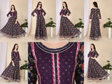 Rayon embroidered Kalamkari Anarkali kurta with gotta lace, single-colored Indian traditional wear for women's functions and weddings