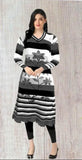 Women's striped woolen kurti for winter season (M-XXL), warm and comfortable three-quarter sleeve woolen top from India