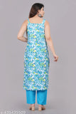 Rayon printed kurta and palazzo set by Shree Shyam Women - Indian rayon royan kurta & palazzos with sleeveless design, featuring vibrant prints on a single set in sizes S-XXL