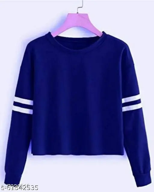 Cotton blend long-sleeve solid Fancy Fashionista women's T-shirt, size S with 34" bust (India)