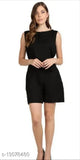 Sleeveless rayon romper by SmartGlam, solid-colored women's clothing, available in size S