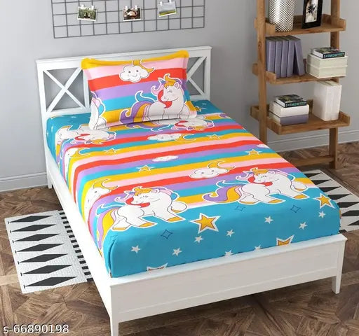 3D Printed Glacecotton Cotton Single Bedsheet in 60x90 Inches - Vibrant design, easy maintenance, soft to touch