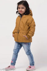 Brown wool quilted girls jacket, solid pattern, comfortable fit for 7-10 years olds, MEHAK FASHION brand