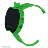 Green Apple Shape Digital Watches Set of 2, multicolored (2-green), free size, India-origin children's watches for boys and girls