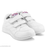 Breathable synthetic leather unisex school shoes for kids, Velcro fastening and PVC sole, ideal for boys aged 4-12. India origin
