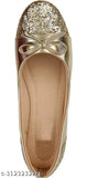 Synthetic leather golden bellies ballet flats for women - Solid style, slip-on design (India origin)