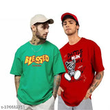 Large cotton blend colorblocked half sleeve t-shirt set for men, perfect for all occasions