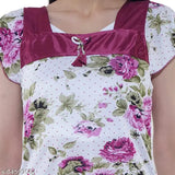 Floral print satin Cotovia top and dhoti style night suit for women and girls, solid-colored pyjama bottoms with short sleeves