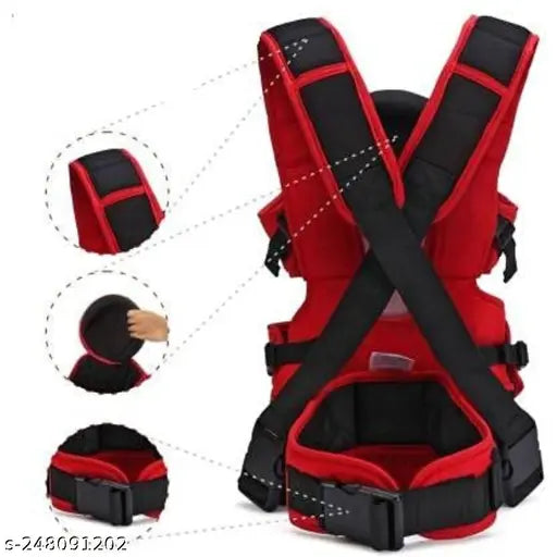 Red kidsify Adjustable Baby Bag, high-quality cotton, comfortable and ventilated for 3-1 month babies