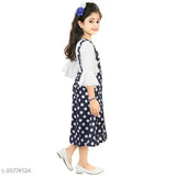 Blue cotton blend frock dress for girls, single pack with printed net pattern, suitable for sizes 2-3 years to 9-10 years. Indian made