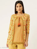 Cotton sleeveless top & 3/4th sleeve jacket, printed net pattern, sophisticated Indian women's formal wear