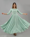 Rayon embroidered Charvi kurtis, flared full-length dress for Kimayra Women, India