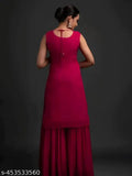 Georgette sleeveless classic elegant women's dress, zari woven with XXL bust size (44in), India origin