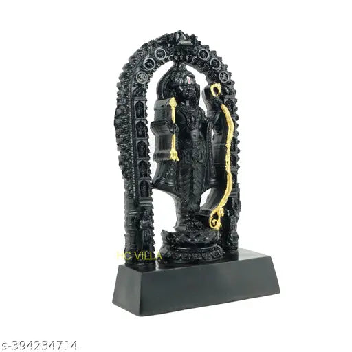 Black resin Shri Ram figurine, miniature sculpture for decoration and gifting