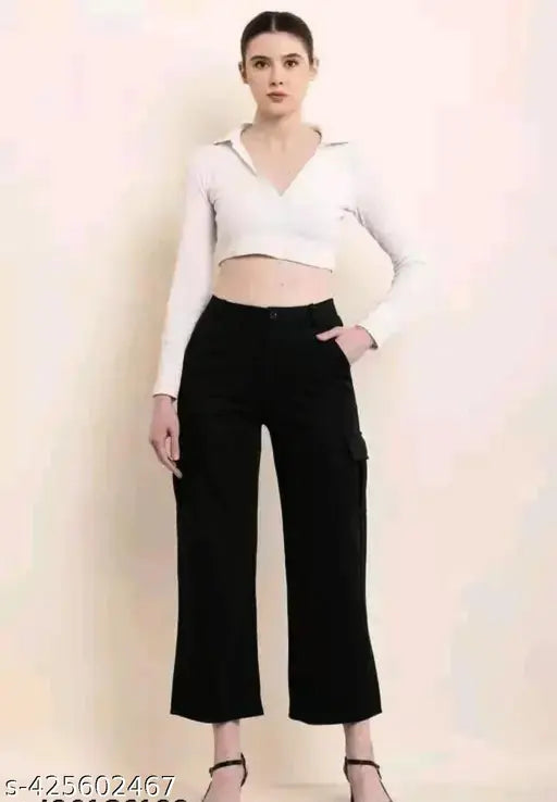 Solid lycra women's trousers, fancy designer style from India - size S/M/L/XL