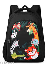Black waterproof polyester school backpack with pencil stationery pouch, ideal for school going kids picnics