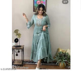 Blue rayon embroidered women's blouse, solid pattern with various sizes available for M to 5XL, India origin