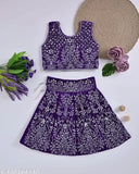 Baby girl cotton velvet embellished lehenga choli set, trending ethnic wear for party occasions, made in India