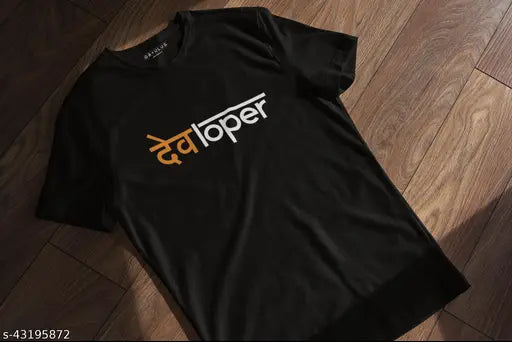 Classic modern men's cotton t-shirts, short sleeves, printed graphic design. India-made men's casual wear