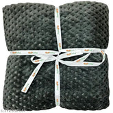 Grey fleece blend fluffy baby blanket for both bays and girls up to 12 months, durable, lightweight, reversible, all-season use