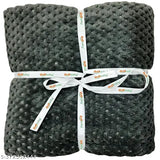 Grey fleece blend fluffy baby blanket for both bays and girls up to 12 months, durable, lightweight, reversible, all-season use